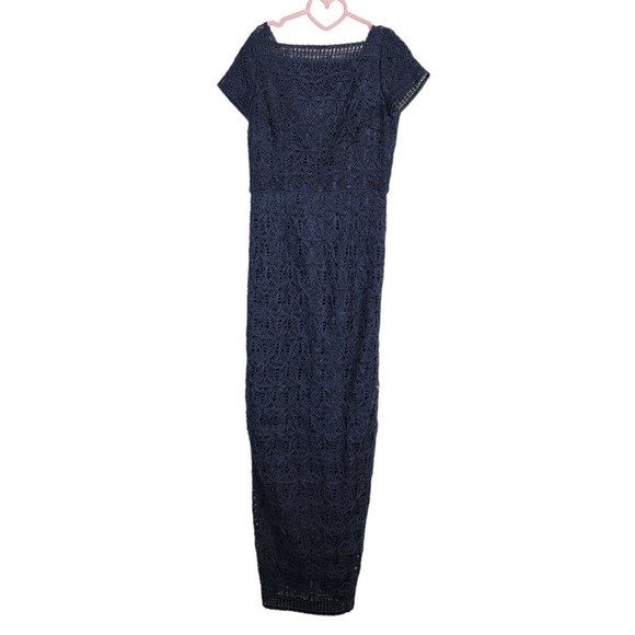 JS Collections Navy Blue Soutache Mother Of The Bride Cocktail Gown Size 6 - Picture 1 of 6